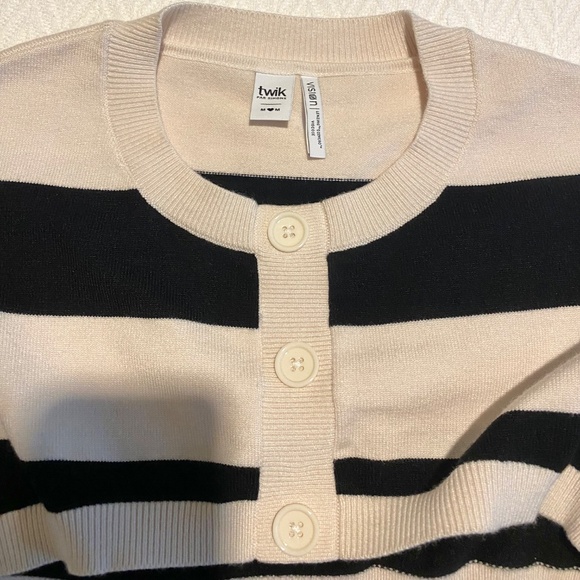 TWIK PAR SIMONS Cropped Striped Cardigan Sz M - Picture 4 of 6